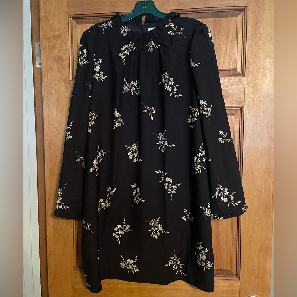J. Crew Black Floral Midi Dress